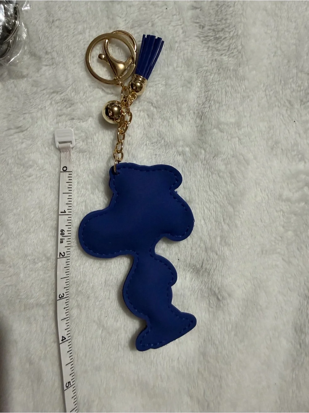 Blue Rhinestone Girl Dog Keychain with Tassel